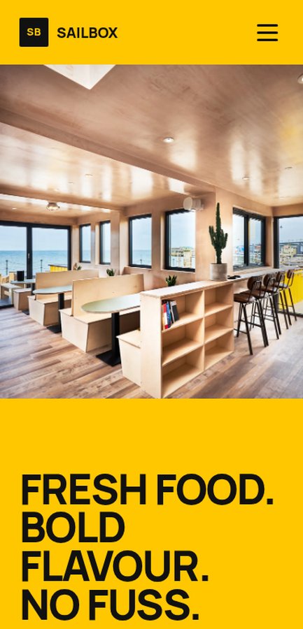 Sailbox website design - mobile