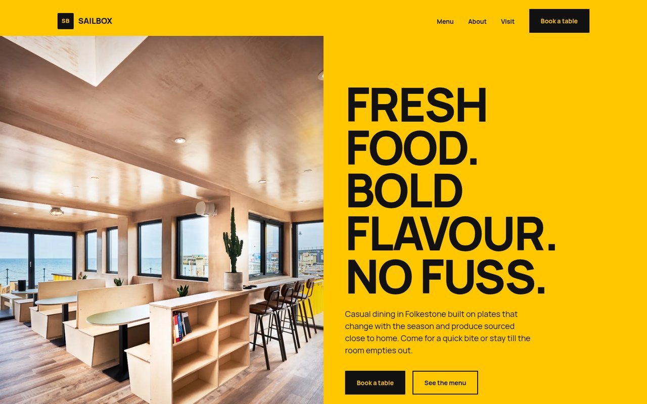 Sailbox website design - desktop