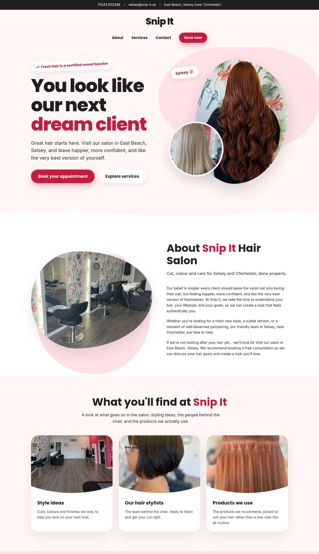 Snip It website - after, desktop