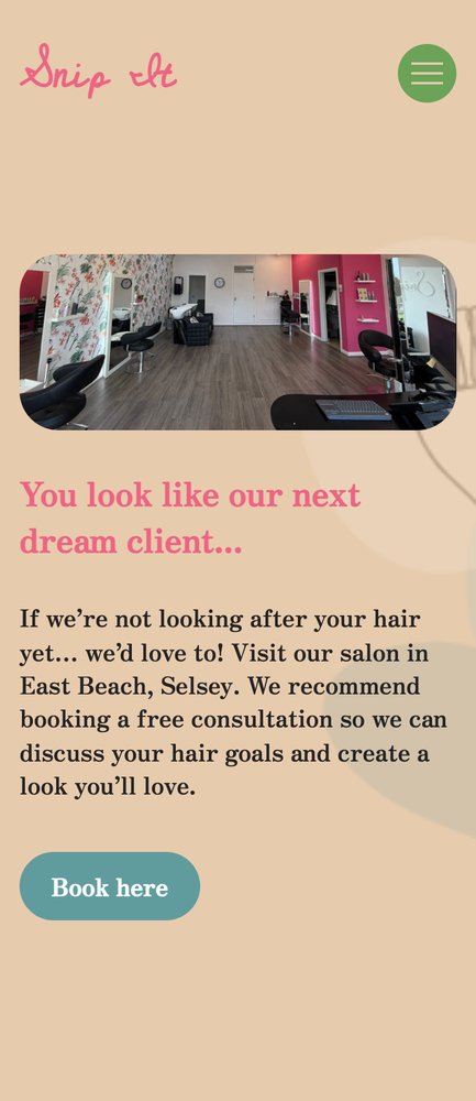 Snip It website - before, mobile