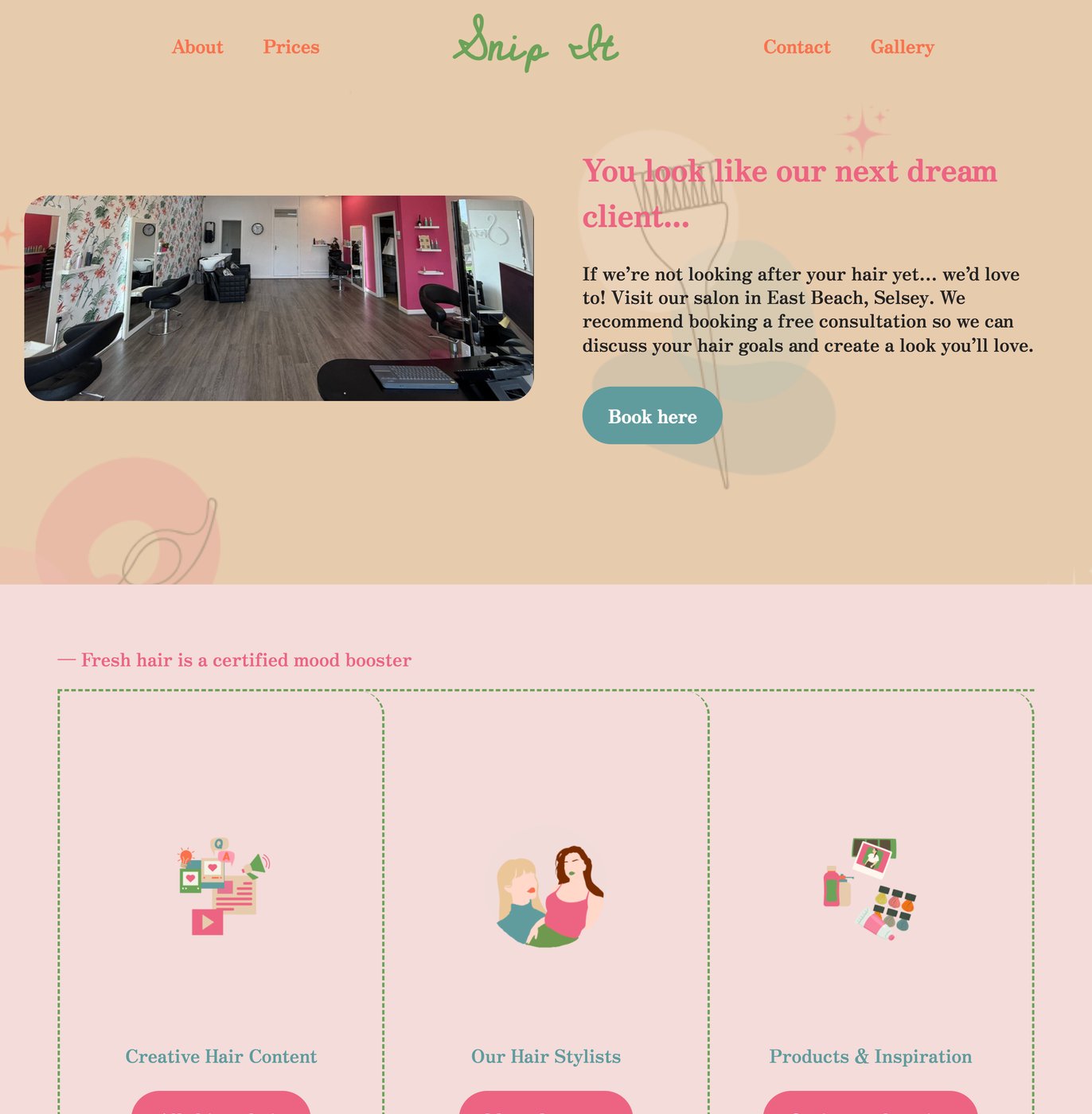 Snip It website - before, desktop